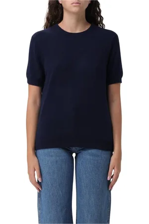 Khaite Femme, Pulls, Bleu, Taille: 38 FR Pull en Cachemire à Manches Courtes Marine