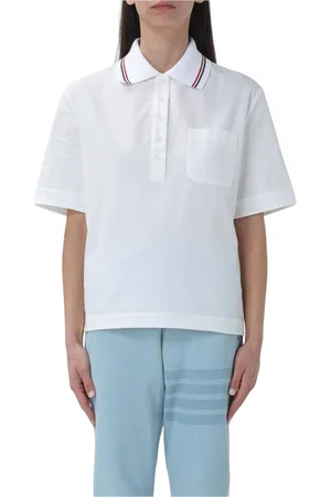 Thom Browne Femme, Tops, Blanc, Taille: 38 FR Polo Blanc Classique Coupe Décontractée