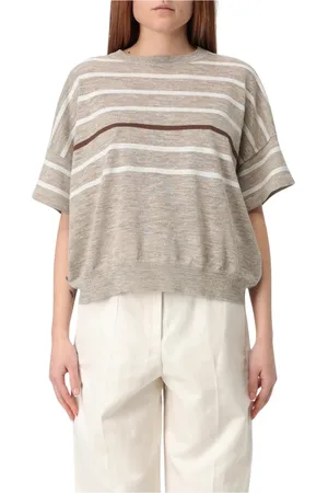 Brunello Cucinelli Femme, Pulls, Multicolore, Taille: 38 FR Haut tricot à rayures
