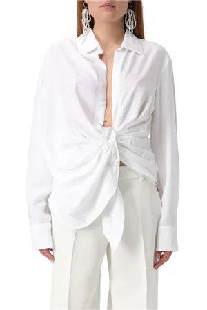 Jacquemus Femme, Blouses et Chemises, Blanc, Taille: 36 FR Chemise Noire Nouée Coupe Décontractée
