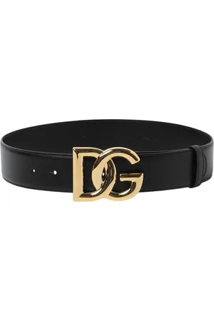 Dolce & Gabbana Femme, Accessoires, Noir, Taille: 75 CM Ceinture en cuir noir avec boucle DG