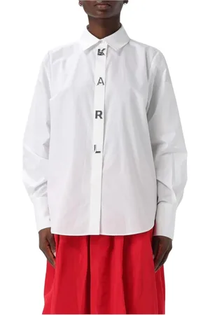 Karl Lagerfeld Femme, Blouses et Chemises, Blanc, Taille: 40 FR Chemise à logo