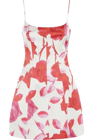 BLUMARINE Femme, Robes, Blanc, Taille: 36 FR Robe en satin imprimé