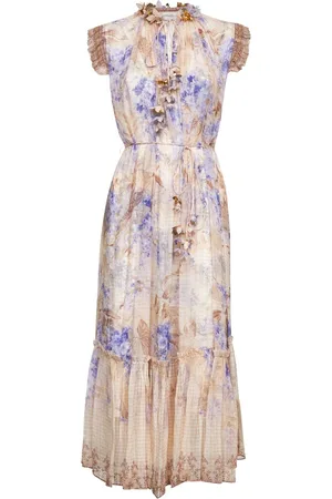 ZIMMERMANN Femme, Robes, Multicolore, Taille: 38 FR Robe Midi Imprimée Florale Lilas