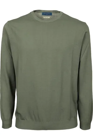 Daniele Fiesoli Homme, Pulls, Vert, Taille: M Haut vert en coton crepe à col rond
