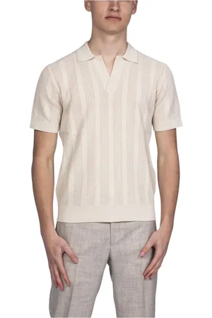 Paolo Pecora Homme, Tops, Blanc, Taille: XL Crème Blanc Polo Homme