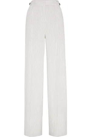 Brunello Cucinelli Femme, Pantalons, Blanc, Taille: 36 FR Pantalon blanc avec bouton avant caché