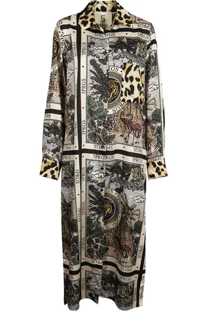5 PROGRESS Femme, Robes, Multicolore, Taille: 38 FR Robe en twill de polyester