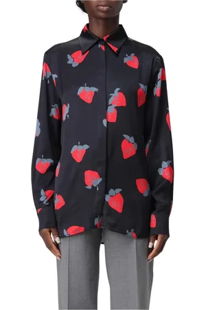 Msgm Femme, Blouses et Chemises, Noir, Taille: 36 FR Chemise en Soie Imprimé Fraise