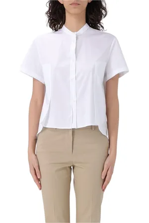 FAY Femme, Blouses et Chemises, Blanc, Taille: 42 FR Chemisier Blanc à Col Mandarin