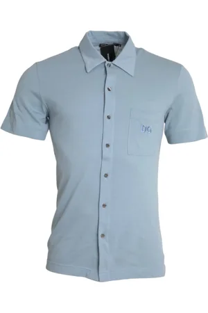 Dolce & Gabbana Homme, Chemises, Bleu, Taille: S Polo T-Shirt Bleu Logo Coton Col