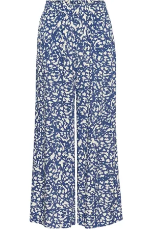 Part Two Femme, Pantalons, Bleu, Taille: 36 FR Impression Graphique Taille Élastique Pantalon Large Jambe