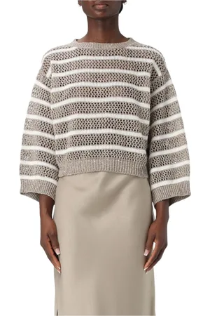 Brunello Cucinelli Femme, Pulls, , Taille: 38 FR Pull à Rayures en Tricot