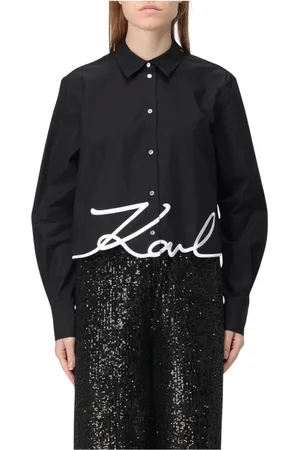 Karl Lagerfeld Femme, Blouses et Chemises, Noir, Taille: 38 FR Chemise Signature