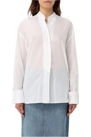 Blauer Femme, Blouses et Chemises, Blanc, Taille: 38 FR Chemise Élégante en Coton Col Mandarin