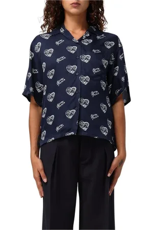 Kenzo Femme, Blouses et Chemises, Bleu, Taille: 42 FR Chemise Bleue à Imprimé Cœur
