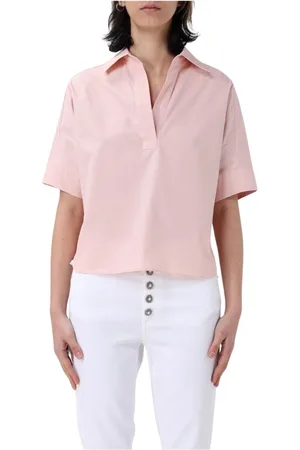 Dondup Femme, Blouses et Chemises, Rose, Taille: 42 FR Chemisier Blanc en Popeline Col V