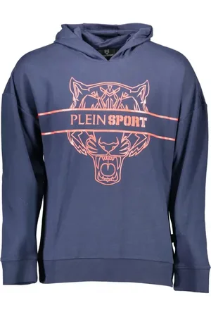 Philipp Plein Homme, Sweatshirts et sweats à capuche, Bleu, Taille: XL Sweat à capuche bleu avec impression
