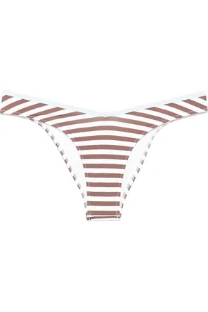 Frankies Bikinis Femme, Maillots de bain, Brun, Taille: 38 FR Maillot de bain à rayures marron terre avec bordure