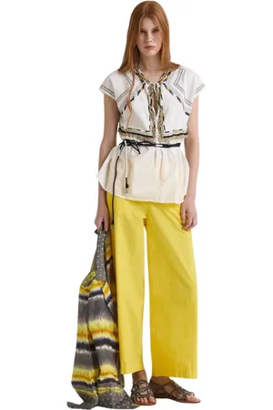 Maliparmi Femme, Pantalons, Jaune, Taille: 44 FR Pantalon en Coton Jaune