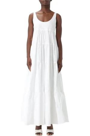 Michael Kors Femme, Robes, Blanc, Taille: 40 FR Élégante robe longue blanche à volants