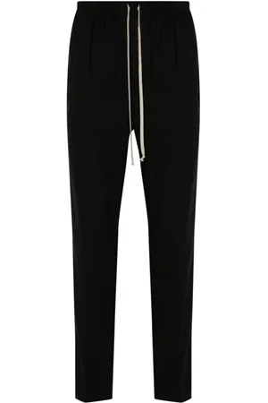 Rick Owens Homme, Pantalons, Noir, Taille: L Pantalon Long Slim à Cordon de Serrage