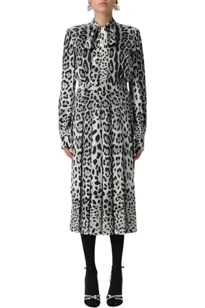 Dolce & Gabbana Femme, Robes, Multicolore, Taille: 40 FR Robe Midi Imprimé Léopard