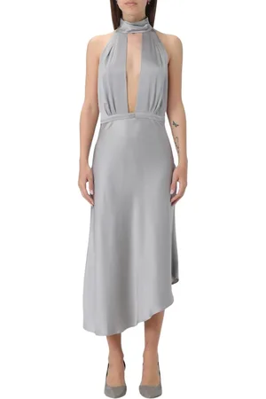 Elisabetta Franchi Femme, Robes, Bleu, Taille: 42 FR Robe en Soie Violette à Ourlet Asymétrique