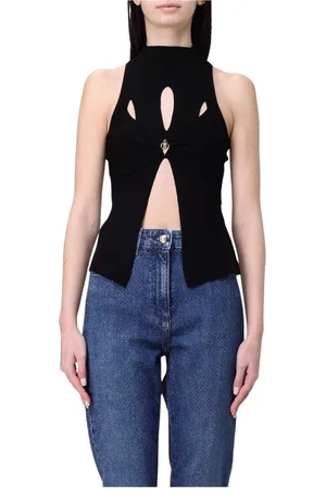 Elisabetta Franchi Femme, Tops, Noir, Taille: 40 FR Haut Noir en Tricot à Col Haut