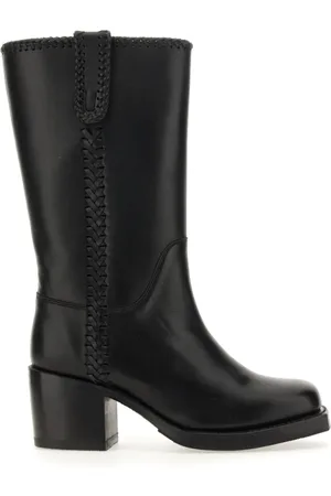Hereu Femme, Chaussures, Noir, Taille: 37 EU Élégantes Bottines en Cuir à Talons
