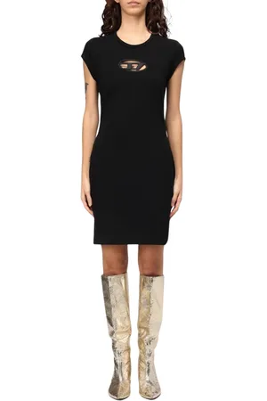 Diesel Femme, Robes, Noir, Taille: 36 FR Robe Mini Noire avec Découpes
