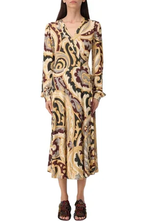 Etro Femme, Robes, Jaune, Taille: 38 FR Robe Portefeuille Paisley Jaune