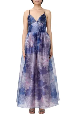 Emporio Armani Femme, Robes, Multicolore, Taille: 40 FR Robe Maxi en Organza Bleu Ciel Floral