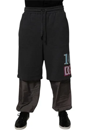 Dolce & Gabbana Homme, Pantalons, Vert, Taille: L Pantalons de survêtement Jogger à Couches Gris Foncé