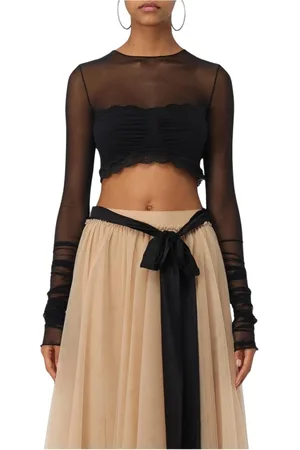 ANIYE BY Femme, Tops, Noir, Taille: 36 FR Haut Court en Dentelle Noire