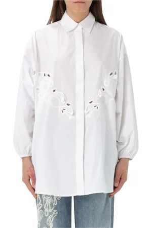 Dondup Femme, Blouses et Chemises, Blanc, Taille: 34 FR Robe Chemise en Coton