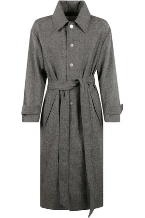 Ami Homme, Manteaux, Gris, Taille: S Manteau Classique Ceinturé en Laine
