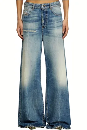 Diesel Femme, Jeans, Bleu, Taille: W28 Wide Leg Distressed Jeans