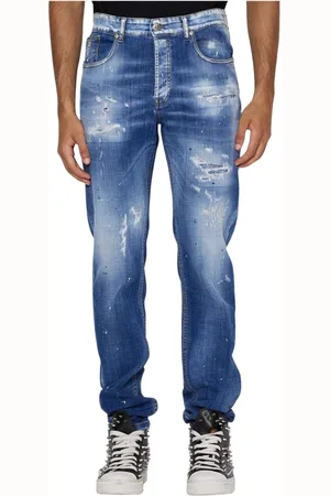 John Richmond Homme, Jeans, Bleu, Taille: W32 Jean slim avec déchirures sur le devant
