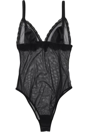 Dolce & Gabbana Femme, Tops, Noir, Taille: 40 FR Body noir avec bordure en dentelle