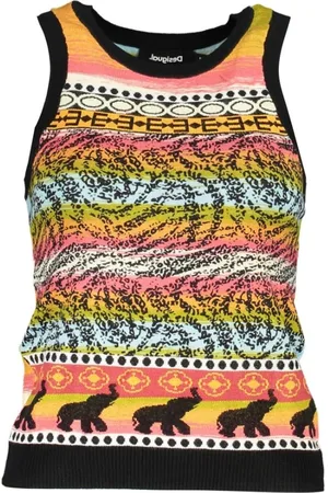 Desigual Femme, Tops, Multicolore, Taille: 42 FR Haut femme en viscose noire déclaration réservoir