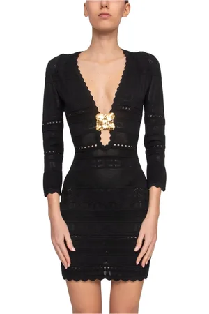Elisabetta Franchi Femme, Robes, Noir, Taille: 38 FR Robe en Tricot Noir pour Femmes