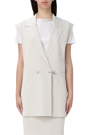 FAY Femme, Vestes, Blanc, Taille: 38 FR Gilet Blanc avec Détails Classiques