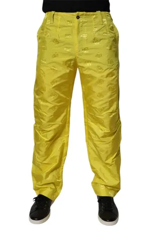Dolce & Gabbana Homme, Pantalons, Jaune, Taille: M Pantalon Monogramme Jaune Droit