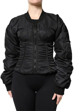 Dolce & Gabbana Femme, Vestes, Noir, Taille: 38 FR Veste Corset Bustier en Nylon Noir