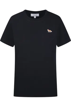 Maison Kitsuné Femme, Tops, Noir, Taille: 38 FR T-shirt noir avec patch Baby Fox