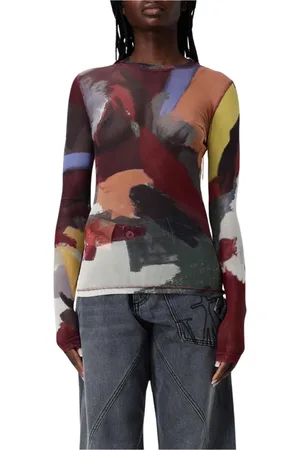 J.W.Anderson Femme, Tops, Multicolore, Taille: 38 FR Haut en Mesh Imprimé Abstrait Olive