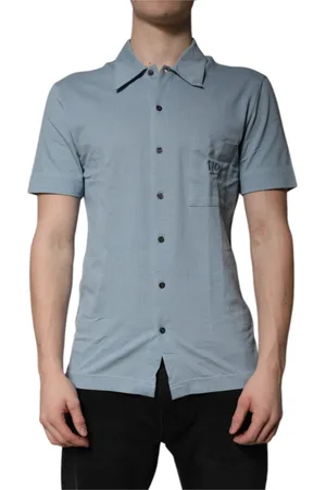 Dolce & Gabbana Homme, Chemises, Bleu, Taille: S Chemise Polo Décontractée en Coton Bleu à Boutons