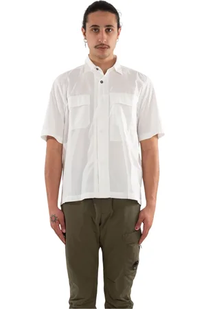 C.P. Company Homme, Chemises, Blanc, Taille: 2XL Chemise à Manches Courtes Ripstop Boxy