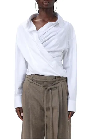 Alexander Wang Femme, Blouses et Chemises, Blanc, Taille: 40 FR Chemisier Blanc en Coton Drapé